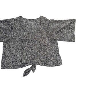 Leighton Black & White Blouse Button Design Size XL